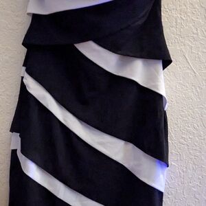 White House Black Market Asymmetrical Sexy Black and White Dress